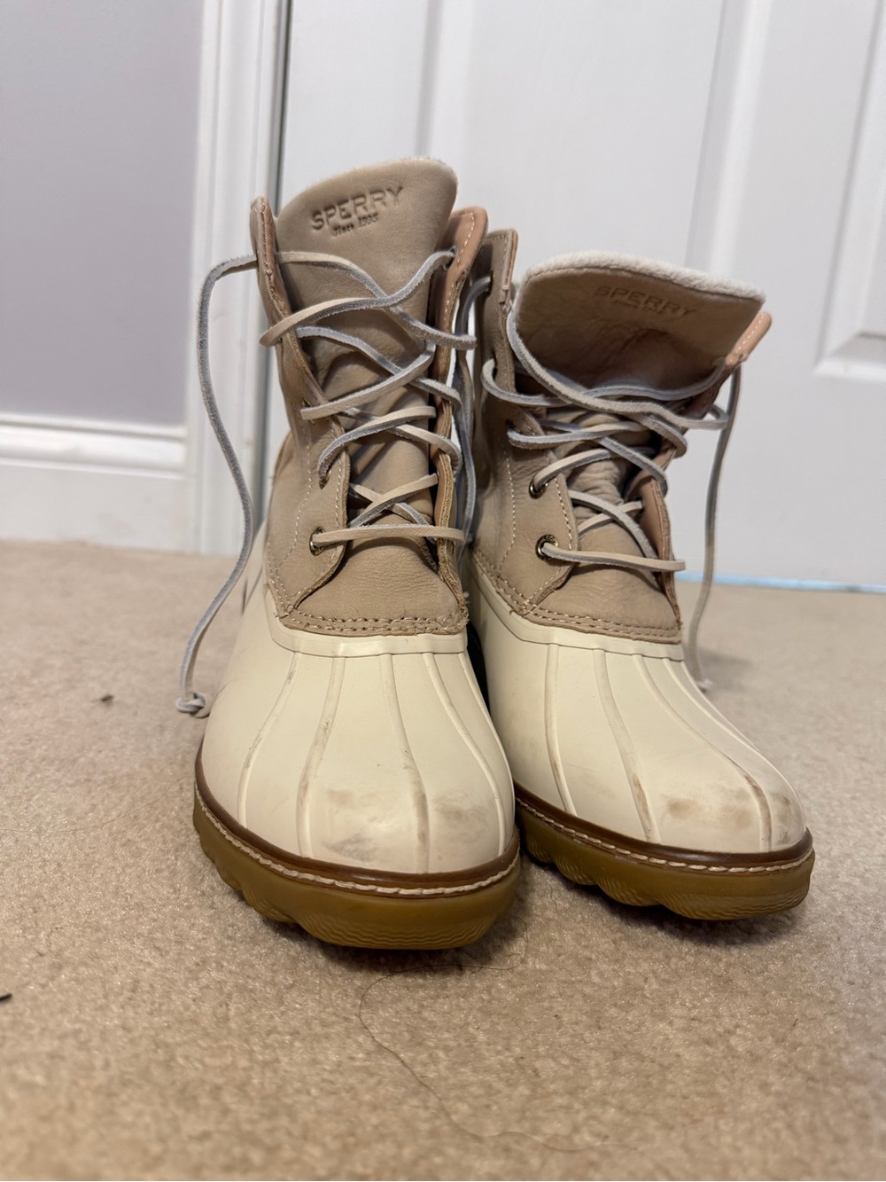 Sperry Women’s Cream & Tan Waterproof Duck Boots